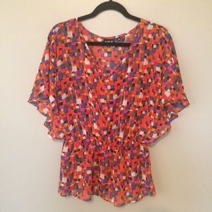 3/$15 ☀️ Allen B. Colorful Sheer Blouse Size Small